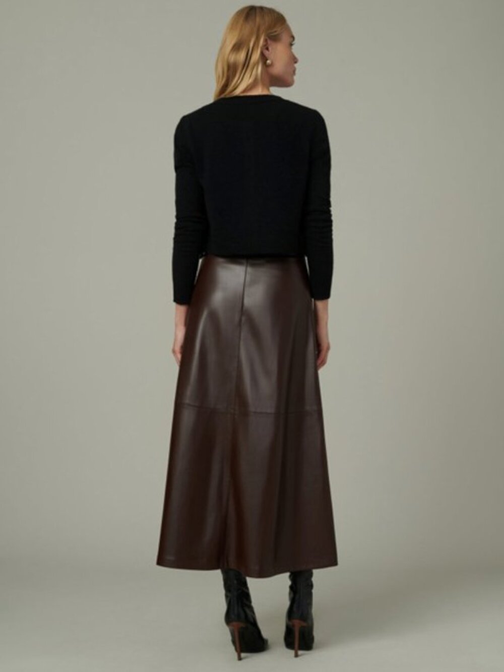 Joe's Jeans x Dani Michelle The Tavi Vegan Leather Midi Skirt - Coffee Bean - 4 - Picture 6 of 9